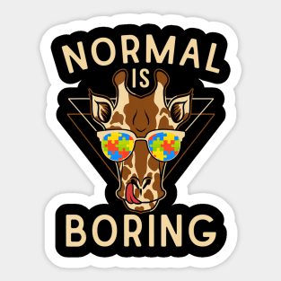 Normal Is Boring Autism Awareness Giraffe Sticker